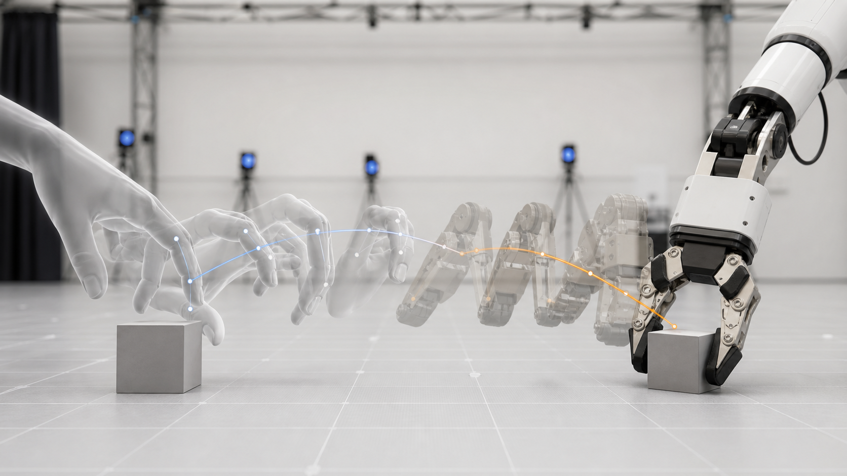 Retargeting a human hand motion to a differently shaped robotic hand while rediscovering contact