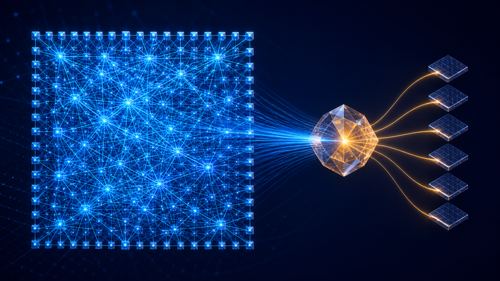 A contrast between a dense attention matrix that computes every token relationship and a compressed context state